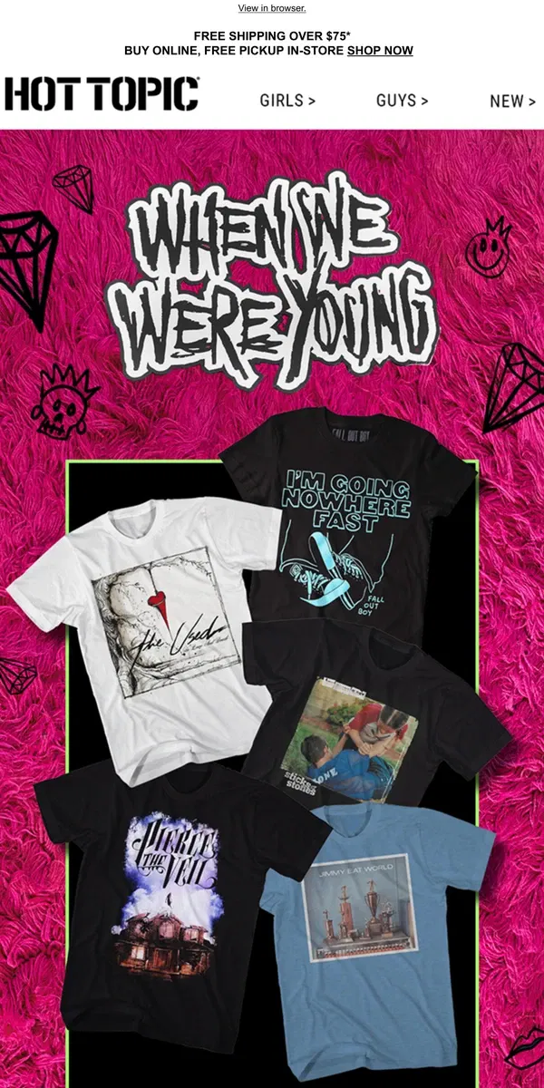 Email from Hot Topic. Merch to rep the ALBUMS 💿 that raised us 🙌🏼