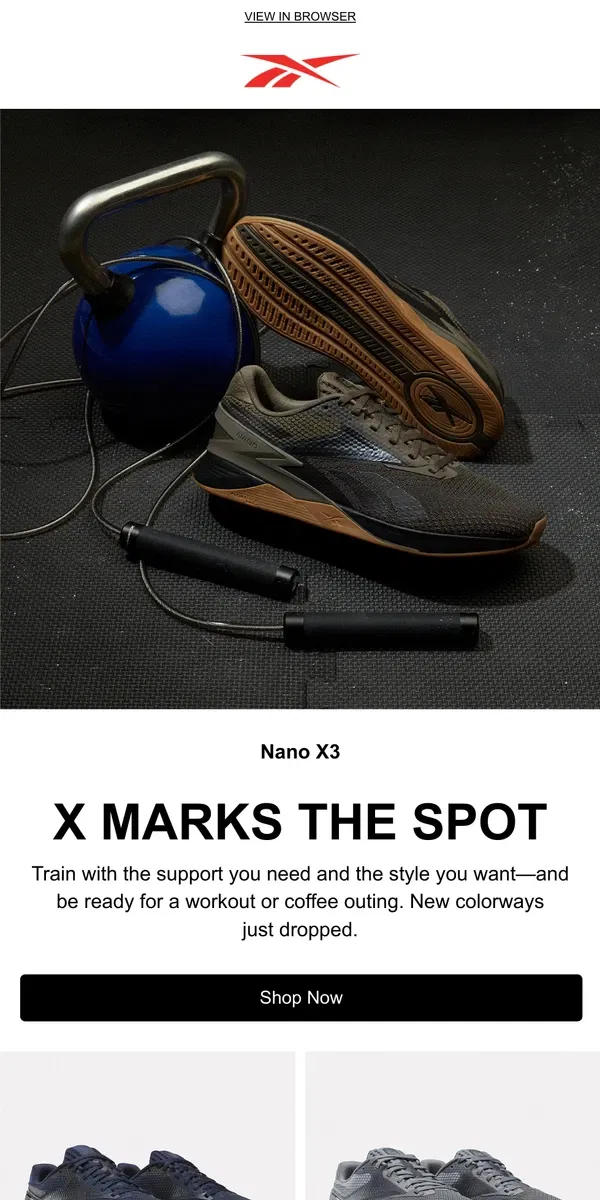 Email from Reebok. Just dropped: new Nano X3 Gum colorways