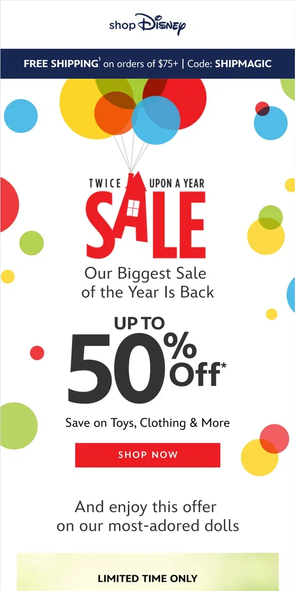 Email from shopDisney. Save Up to 50% on Toys in our BIGGEST sale of the year