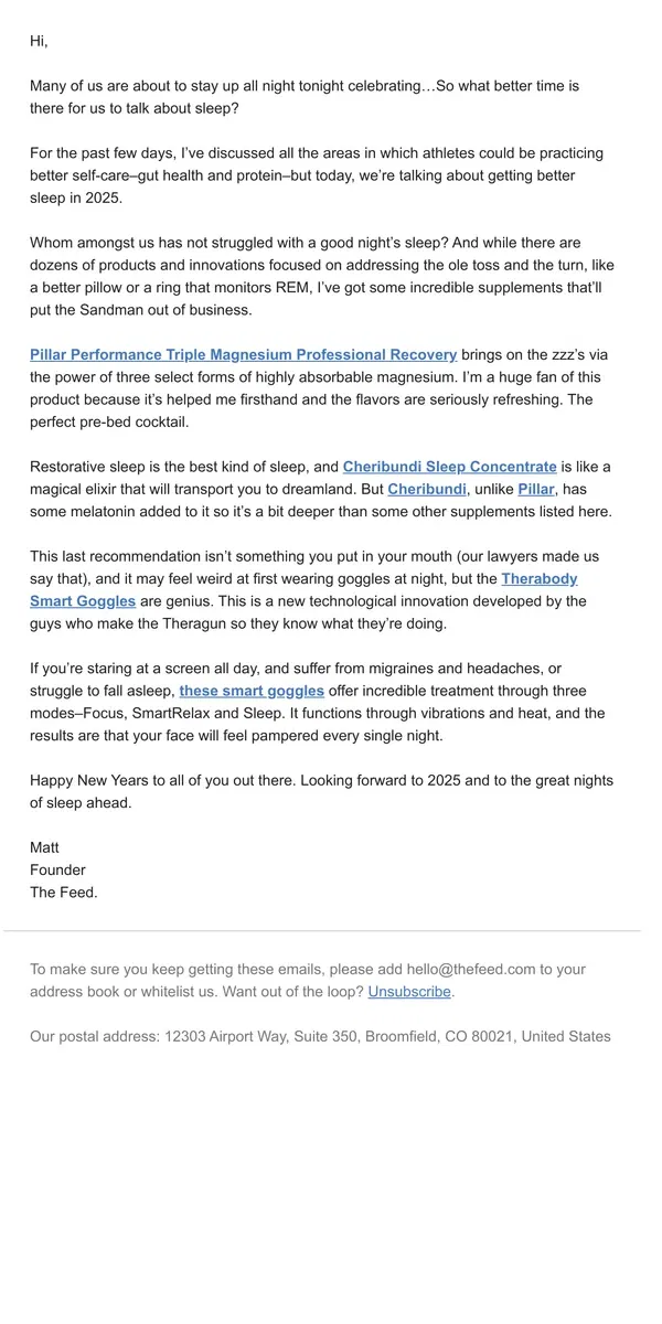 Email from The Feed. 2025 Top Tips for Snoozing  💤