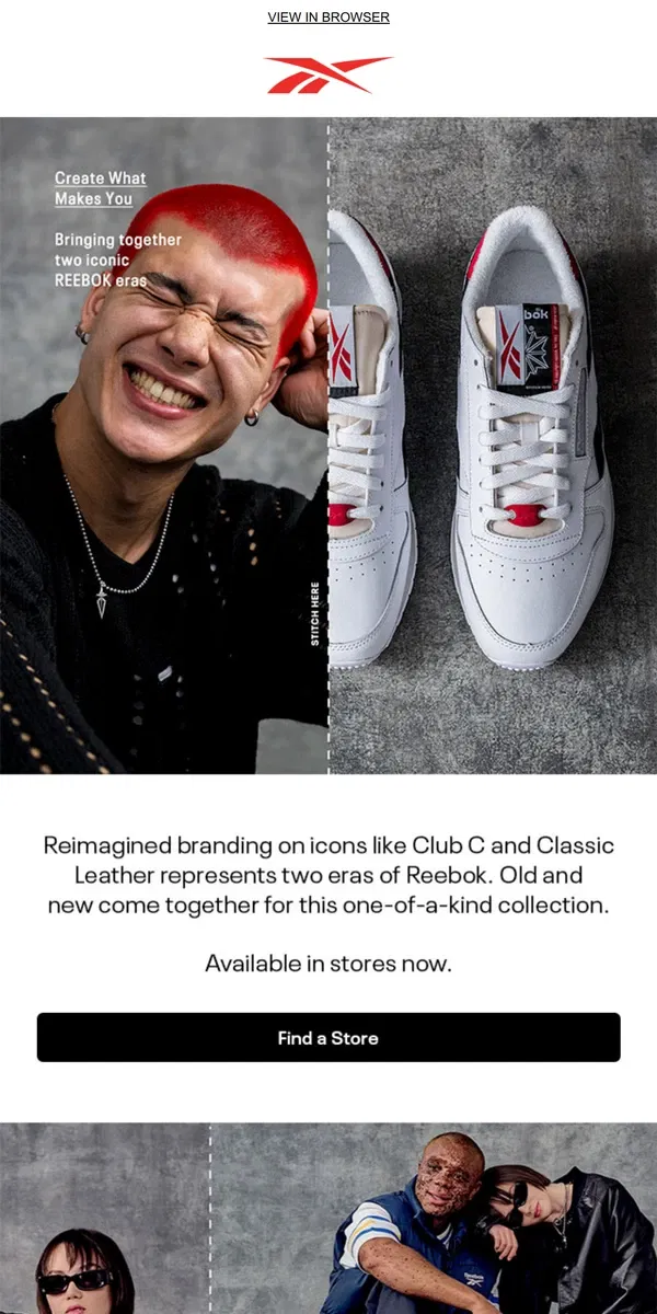 Email from Reebok. The Create What Makes You Collection is here