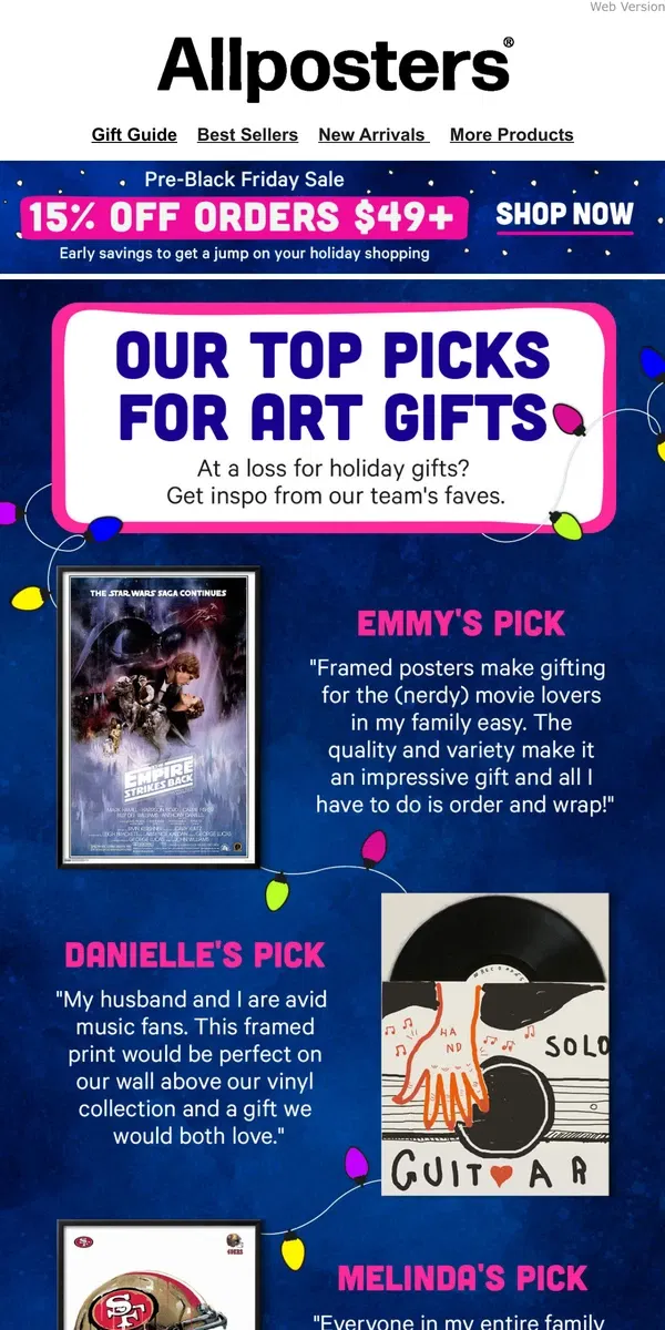 Email from AllPosters. A Few Of Our Favorite Things