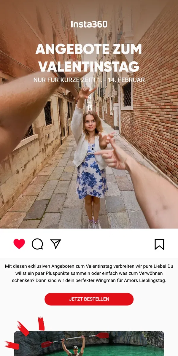 Email from Insta360. Es liegt Liebe in der Luft ... 💕