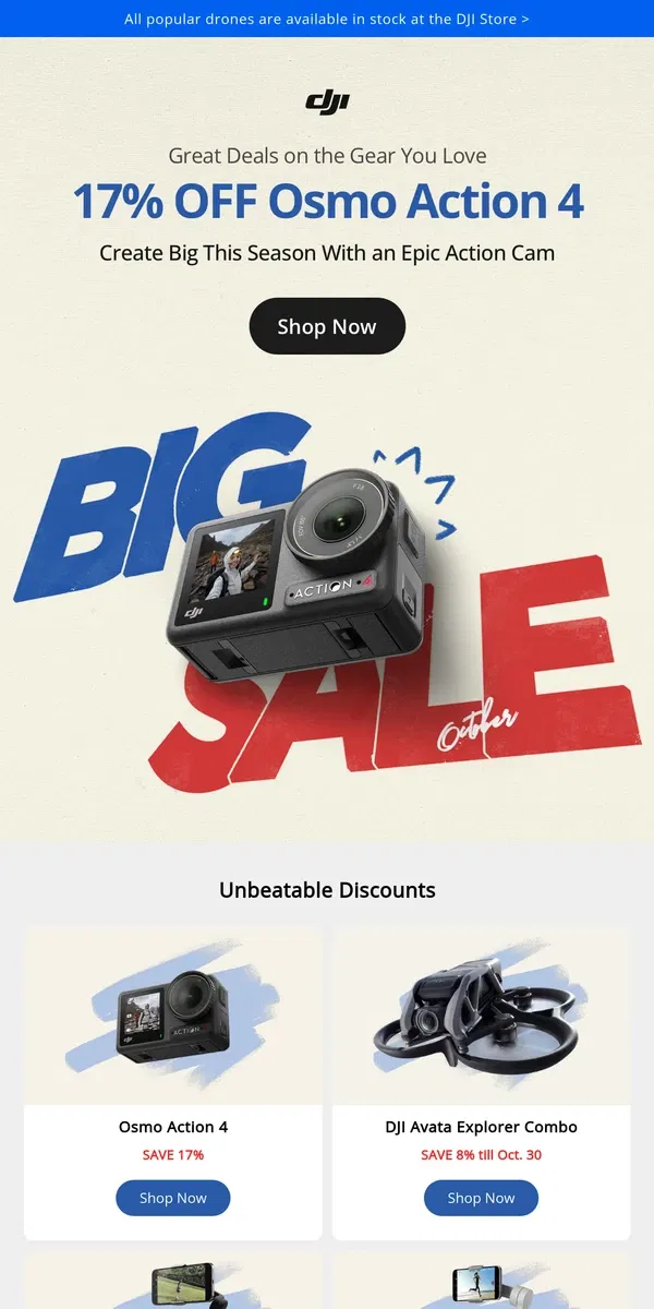 Email from DJI. 17% OFF Osmo Action 4