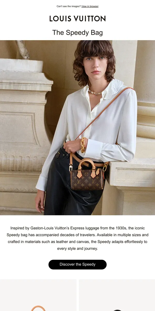 Email from Louis Vuitton. Iconic Handbags: The Speedy