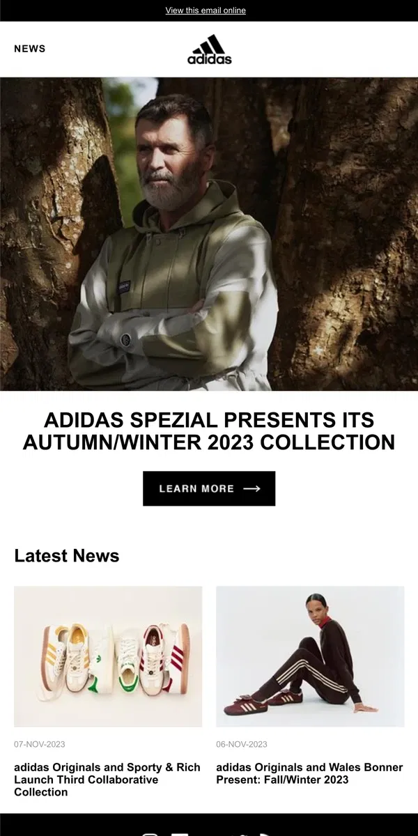 Email from Adidas. adidas SPEZIAL Presents its Autumn/Winter 2023 Collection