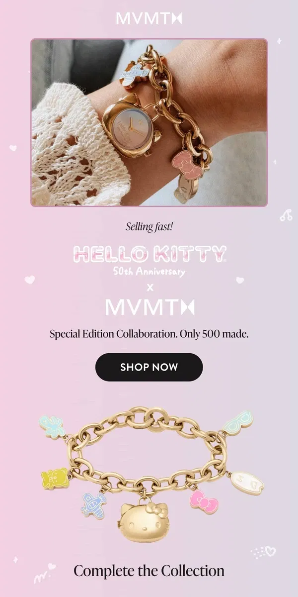 Email from MVMT. Hello Kitty's 50 Year Watch is Here!