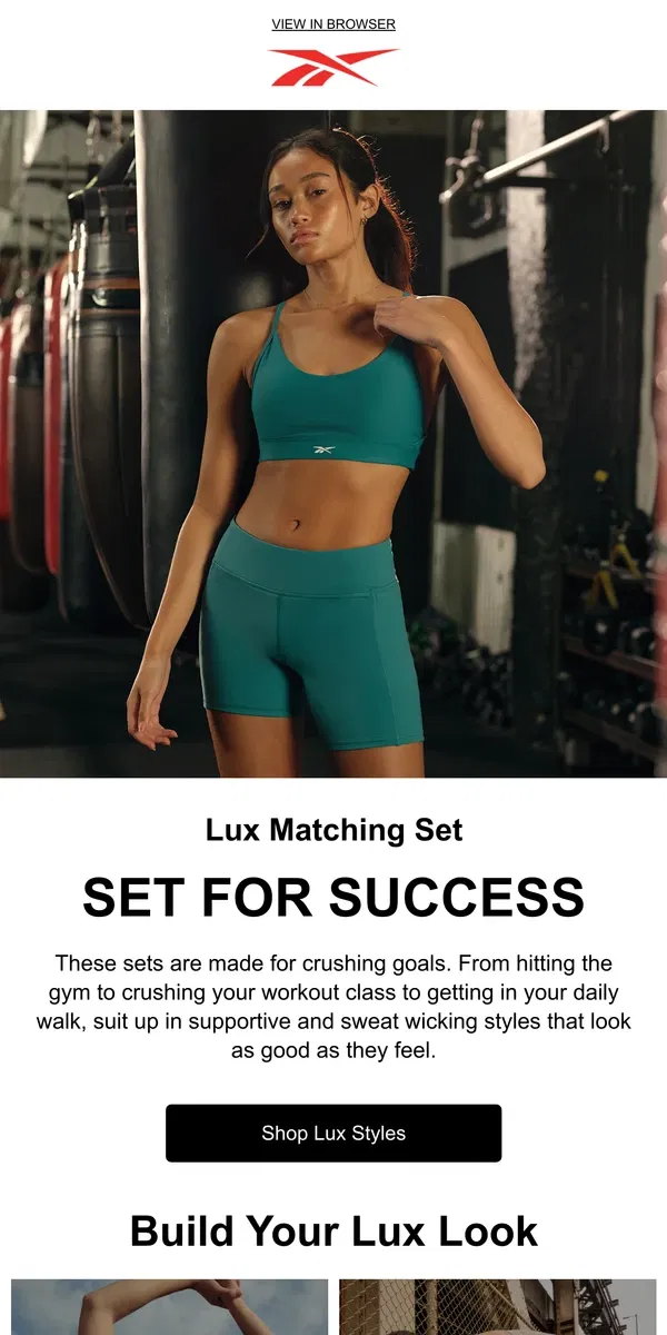 Email from Reebok. Look fab while you break a sweat 💖