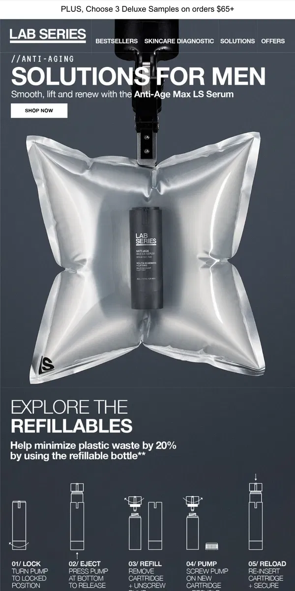 Email from Lab Series. Smooth, Lift and Renew with the Anti-Age MAX LS Serum