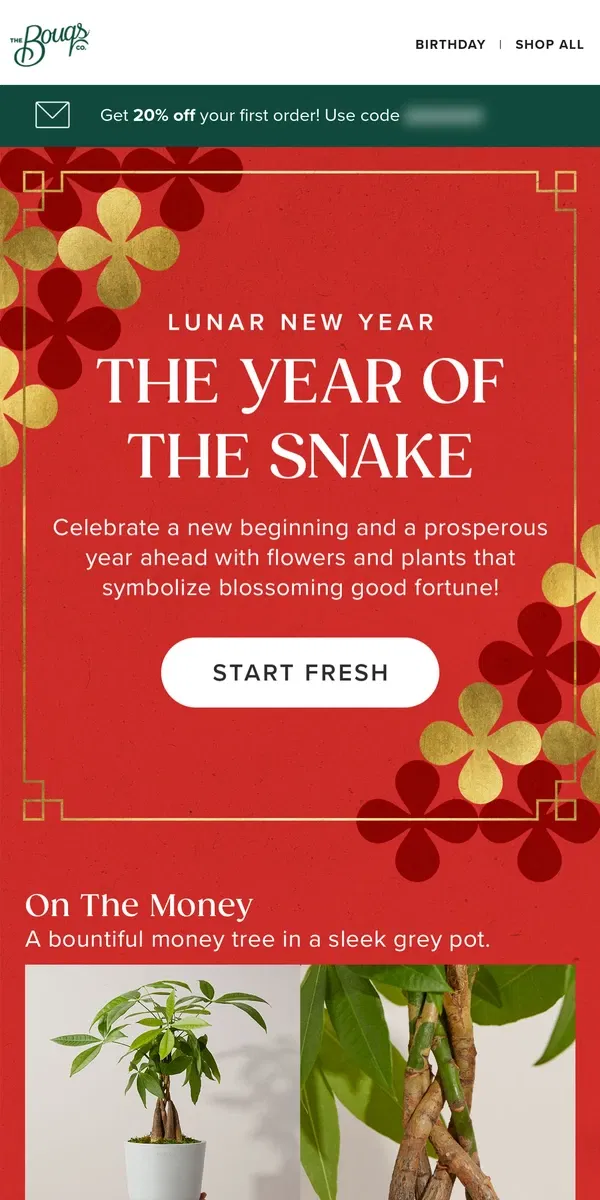 Email from The Bouqs Co.. Celebrate the Lunar New Year!