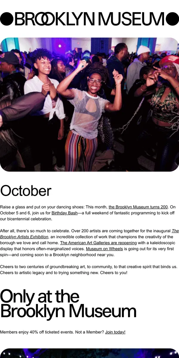 Email from Brooklyn Museum. CELEBRATE 200