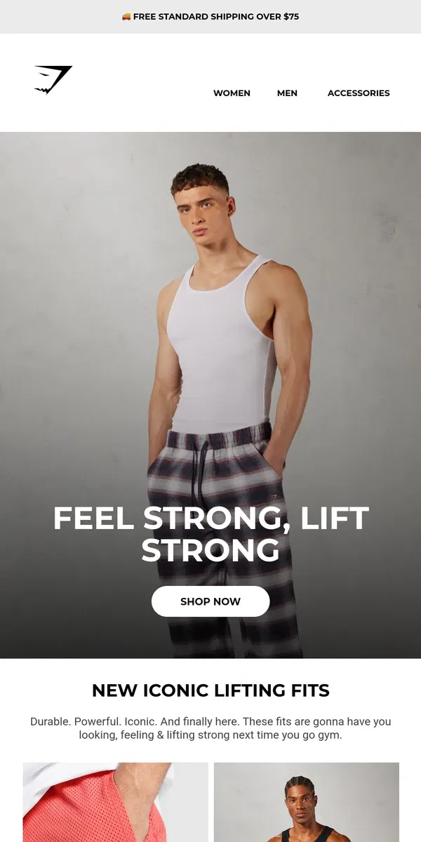 Email from Gymshark. NEW lifting fits just dropped 😮‍💨