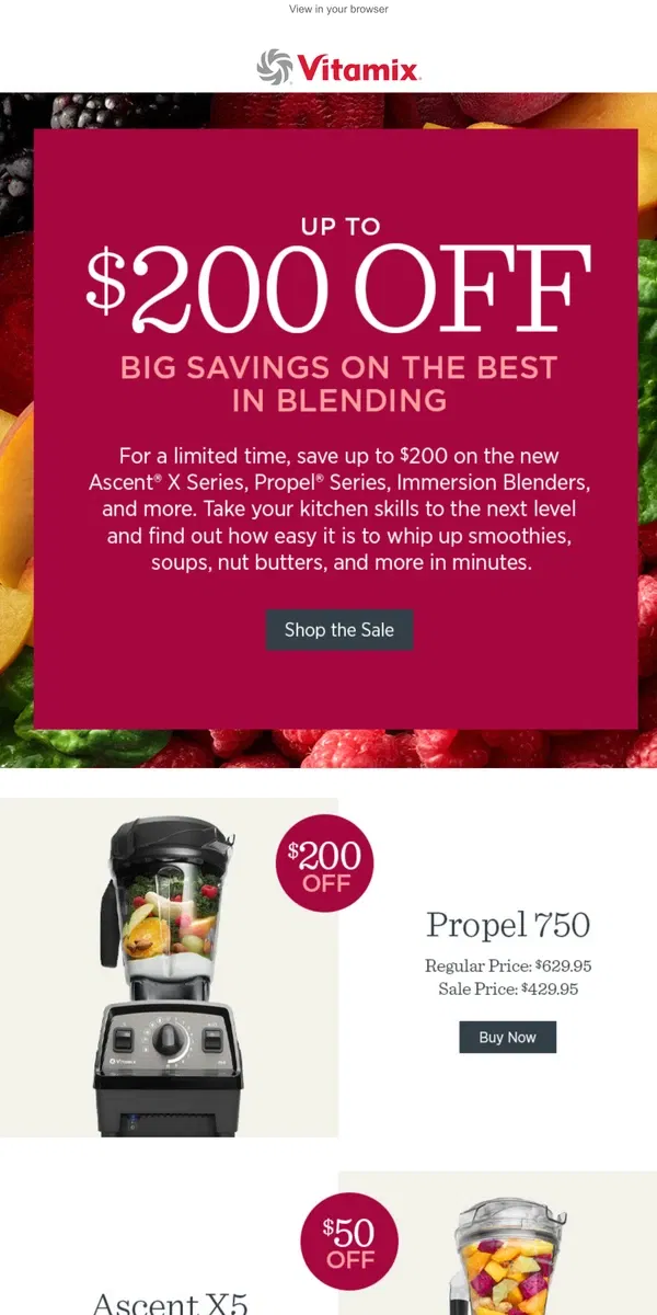 Email from Vitamix. Sale Ends Soon | Up to $200 Off!