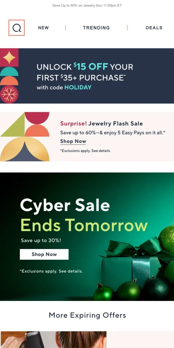 Email from QVC. Clock's Ticking! Flash Sale & Expiring Deals