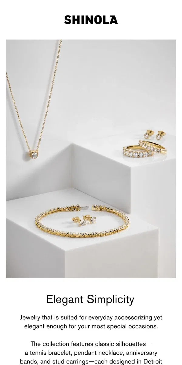 Email from Shinola Detroit. Jewelry to Ring in the New Year