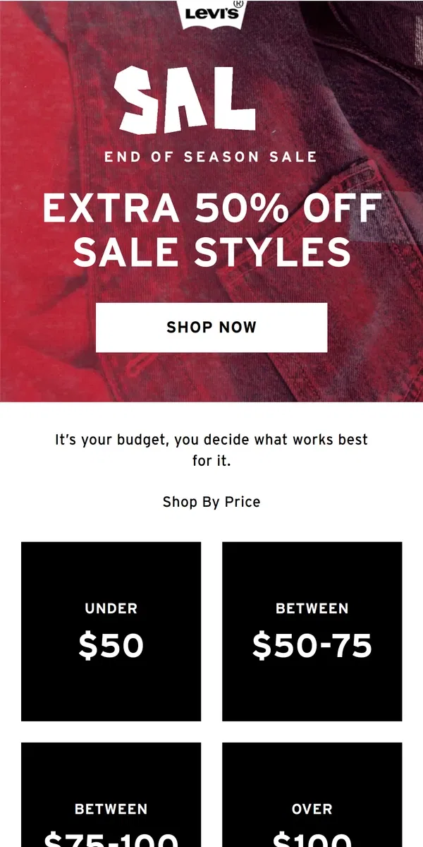 Email from Levi's. We did the work for you