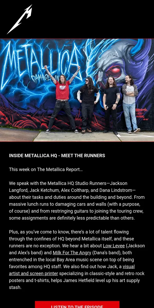 Email from Metallica. 🎧 Bands on the Run - New Episode of The Metallica Report Out Now