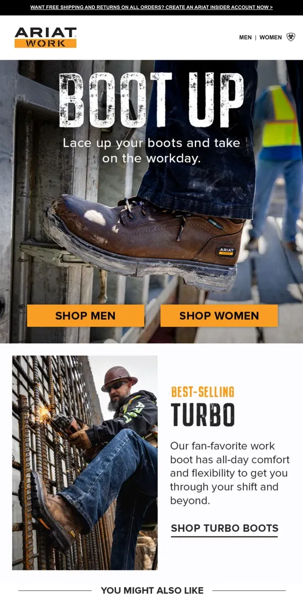 Email from Ariat. Turbo: Everyone's Favorite Work Boot