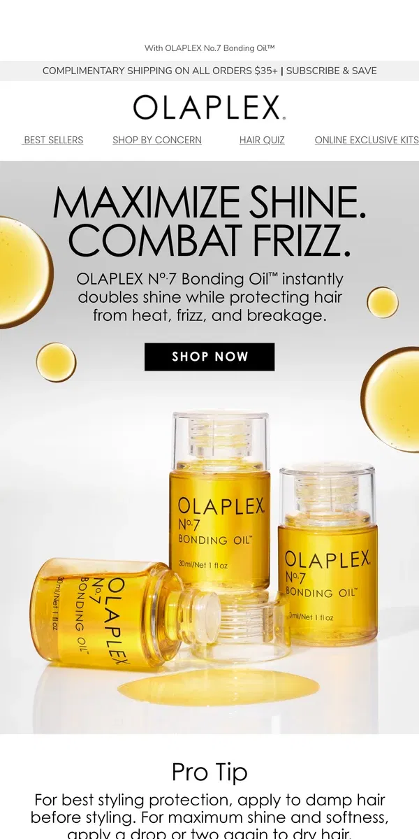 Email from OLAPLEX. Instantly maximize your shine ✨