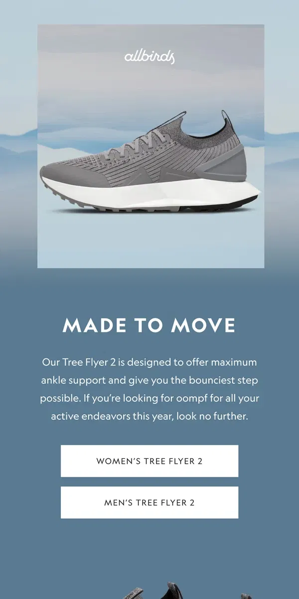 Email from Allbirds. New Year. Right Foot. 👟