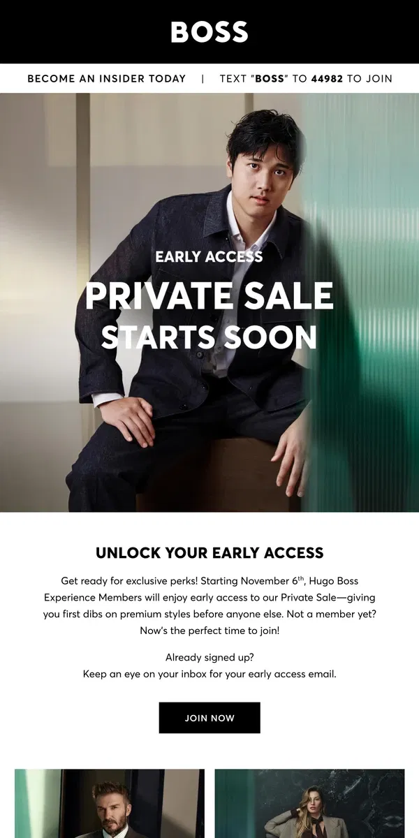 Email from HUGO BOSS. Members Get First Dibs