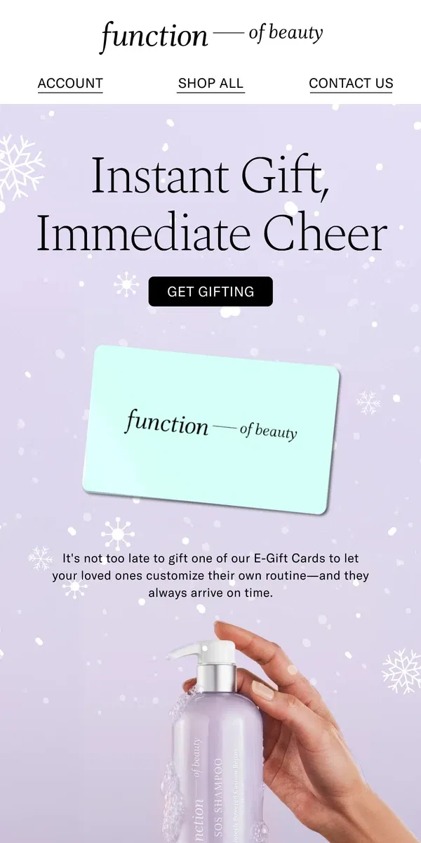 Email from Function of Beauty. Hair Goals Delivered, No Wrapping Required 🎄