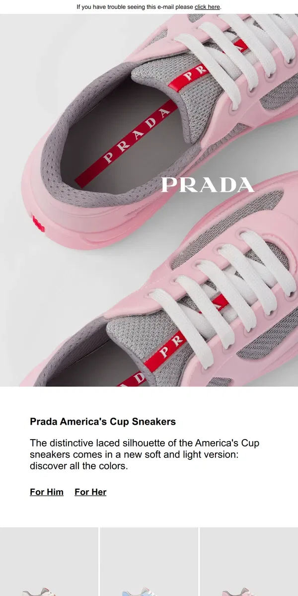 Email from Prada. Prada America's Cup Sneakers