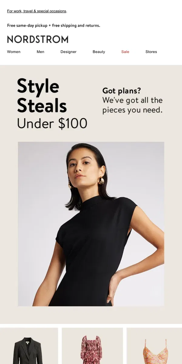 Email from Nordstrom. Fashion finds under $100