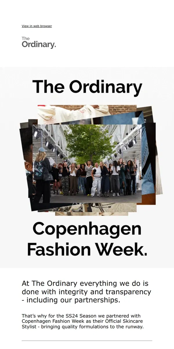 Email from The Ordinary. The Ordinary x Copenhagen Fashion Week