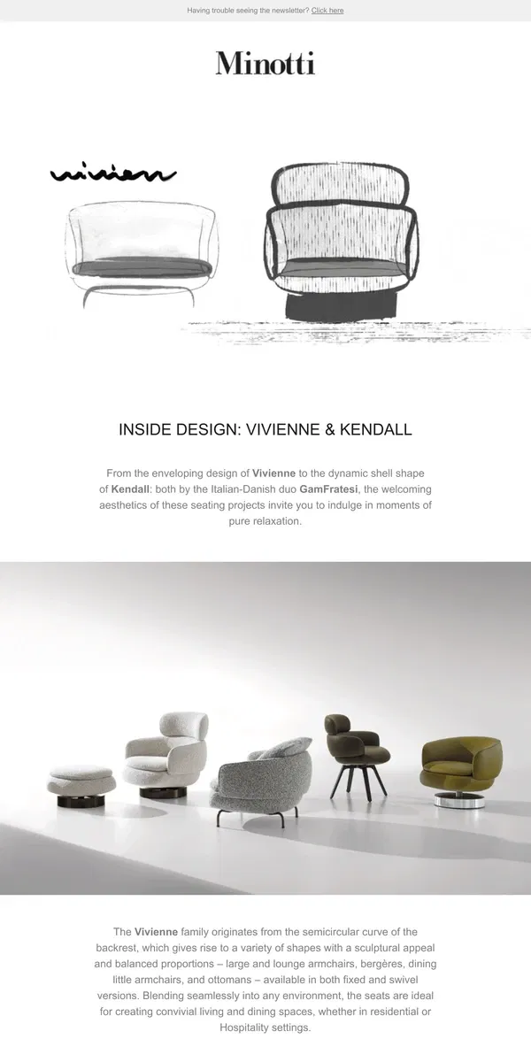 Email from MINOTTI. INSIDE DESIGN: VIVIENNE & KENDALL