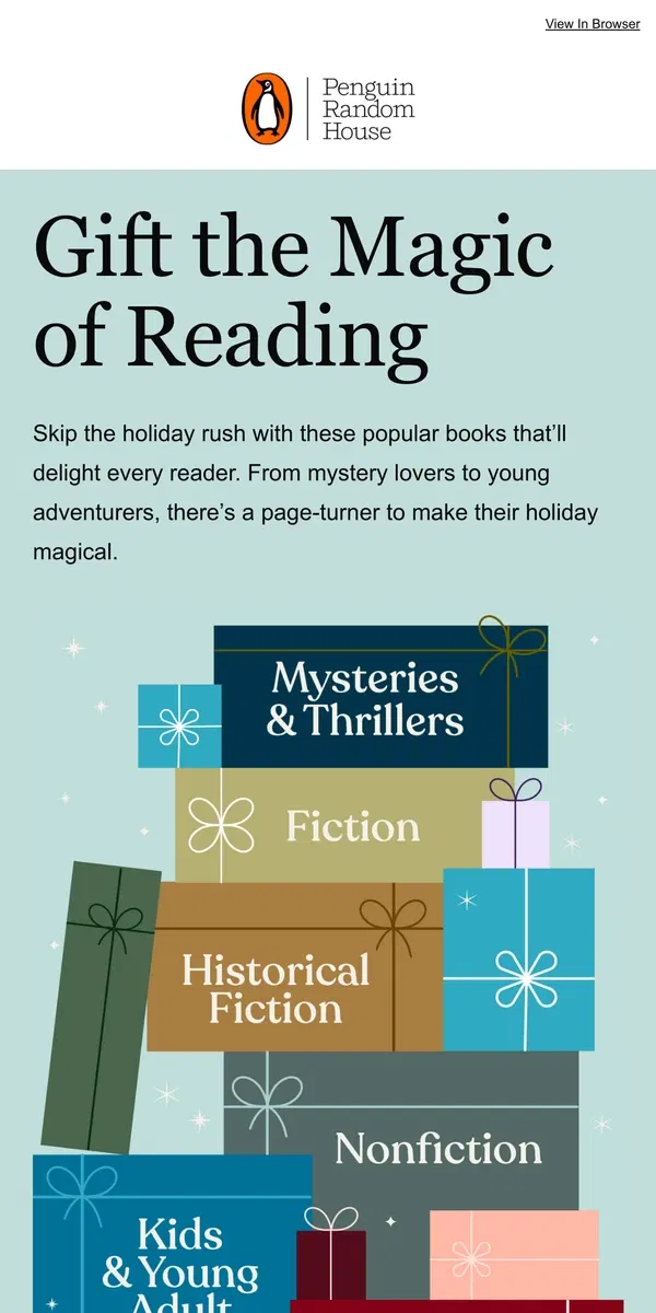 Email from Penguin Random House. 'Tis (Almost) the Season