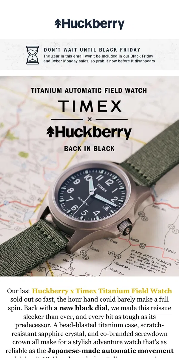 Email from Huckberry. Japanese. Automatic. Movement.