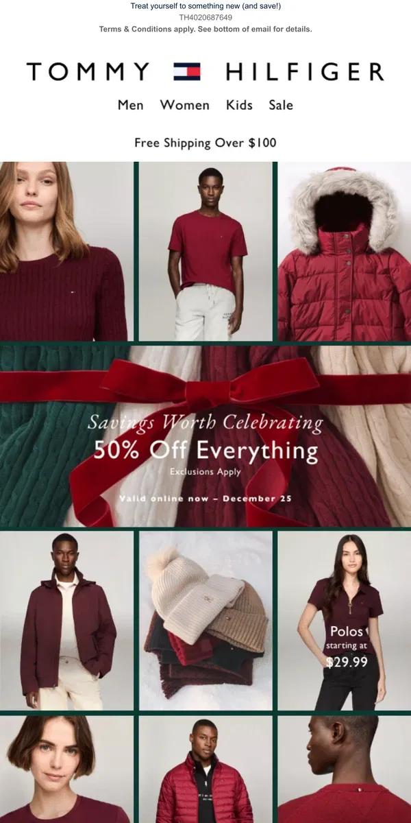 Email from Tommy Hilfiger. 50% off EVERYTHING is still going strong 🎉