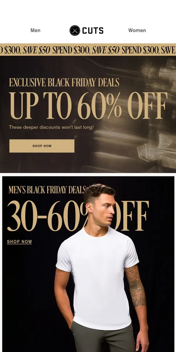 Email from Cuts. BLACK FRIDAY DEALS | 40-60% OFF