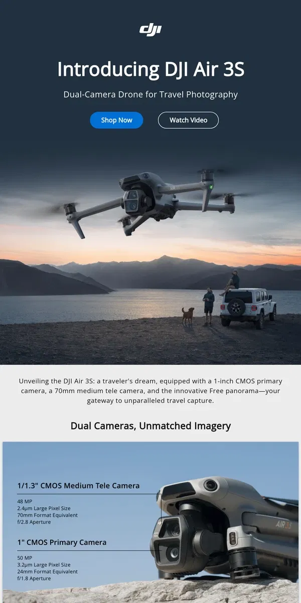 Email from DJI. Introducing DJI Air 3S