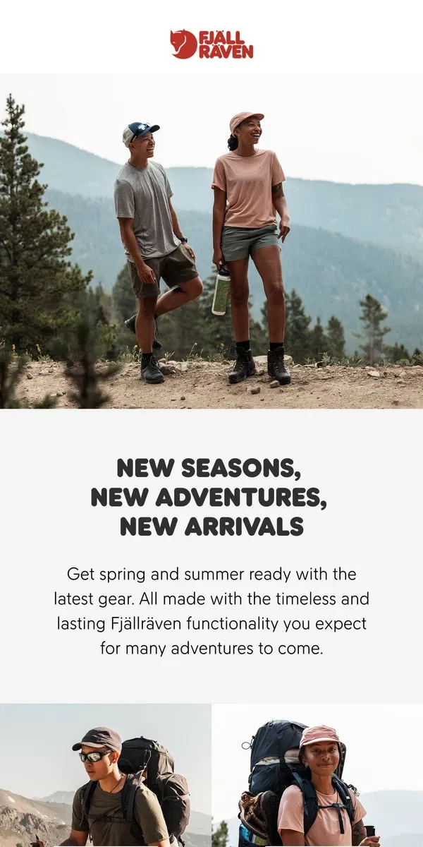 Email from Fjällräven. New arrivals are here