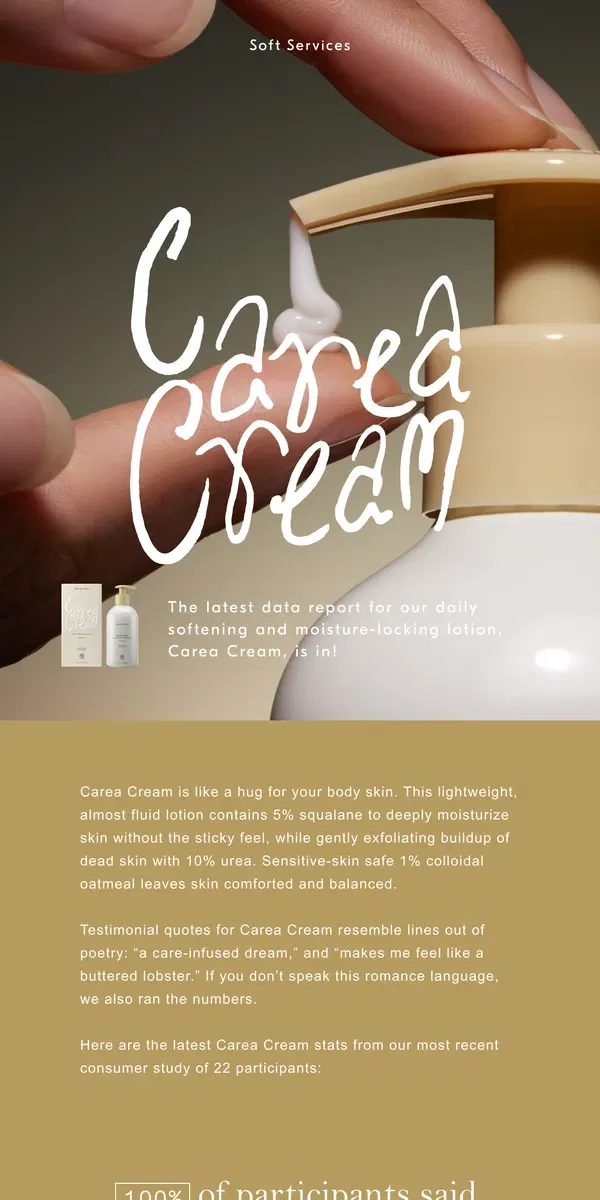 Email from Soft Services. Carea Cream’s soft results.