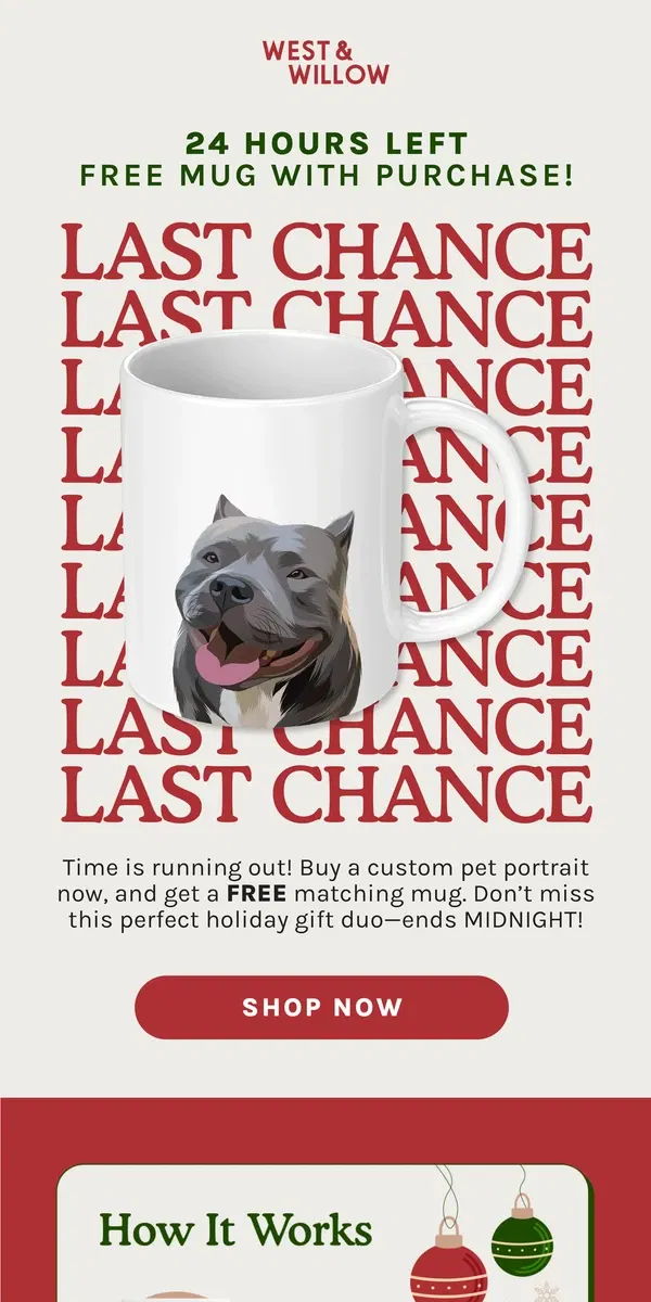 Email from West & Willow. Ends TONIGHT: FREE Mug with Purchase! 🆓 ☕