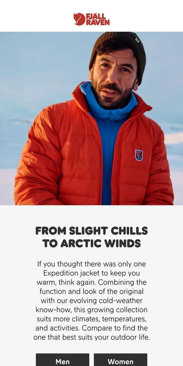 Email from Fjällräven. Which Expedition jacket is right for you?