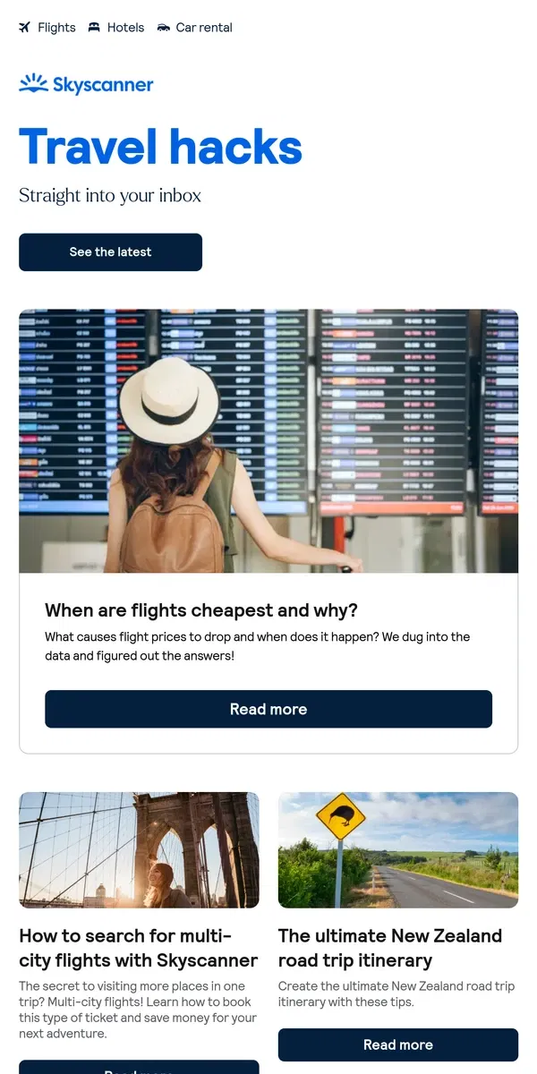 Email from Skyscanner. When are flights cheapest and why?