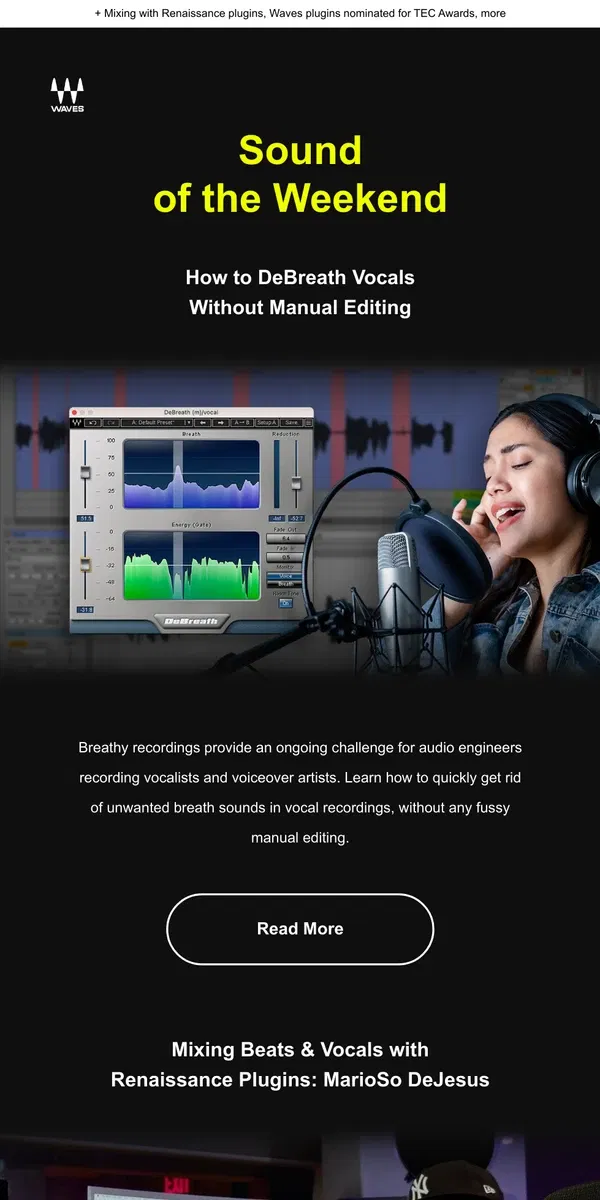 Email from Waves Audio. 🗣 How to Remove Breath Sounds from Vocals