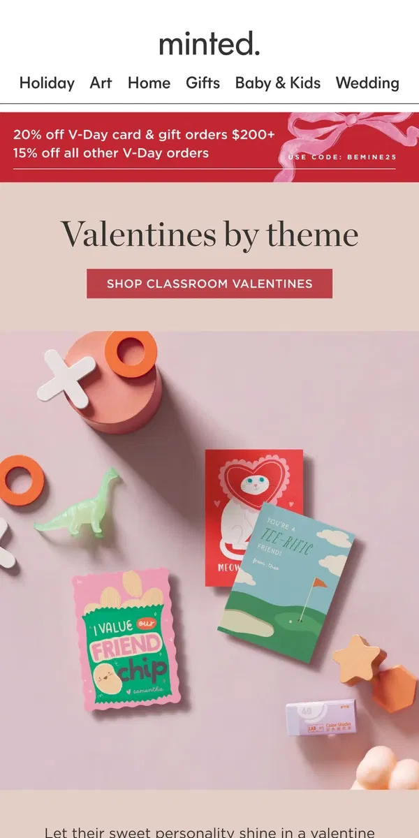 Email from Minted. 3 valentine themes we’re crushing on