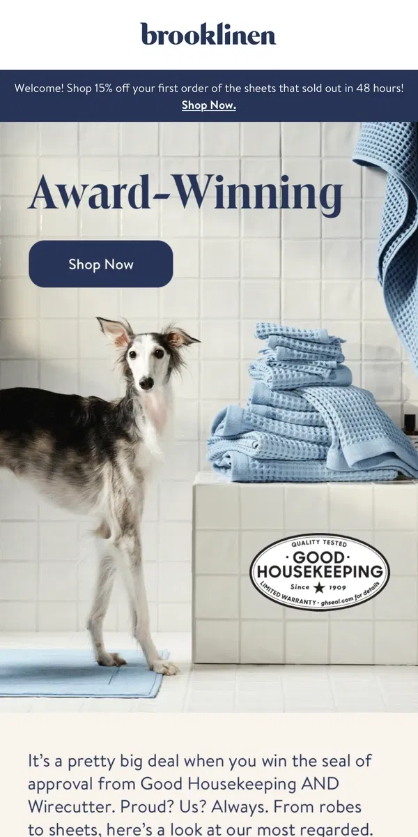 Email from Brooklinen. The Best Sellers Everyone’s Talking About