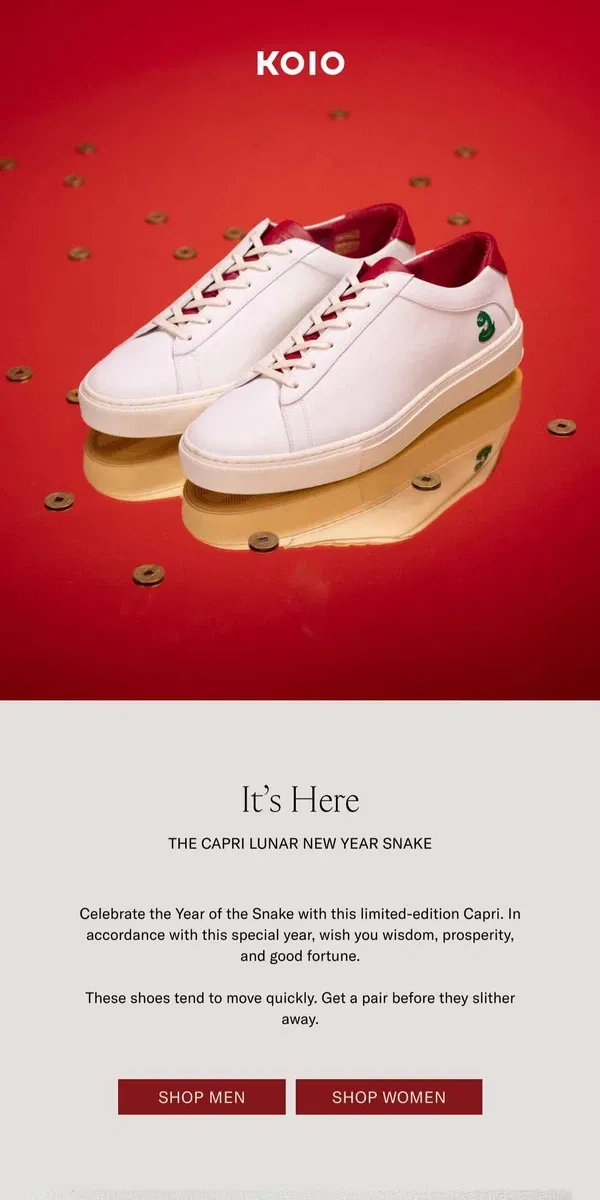 Email from Koio. Introducing: The Lunar New Year Capri