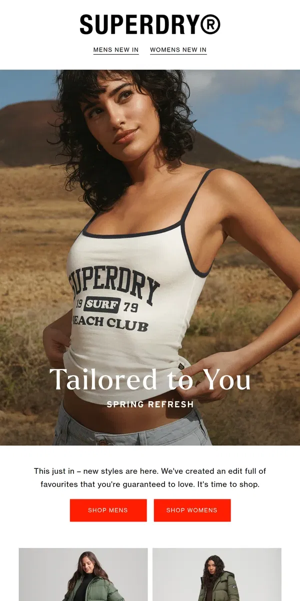 Email from Superdry. Spring favourites picked for you