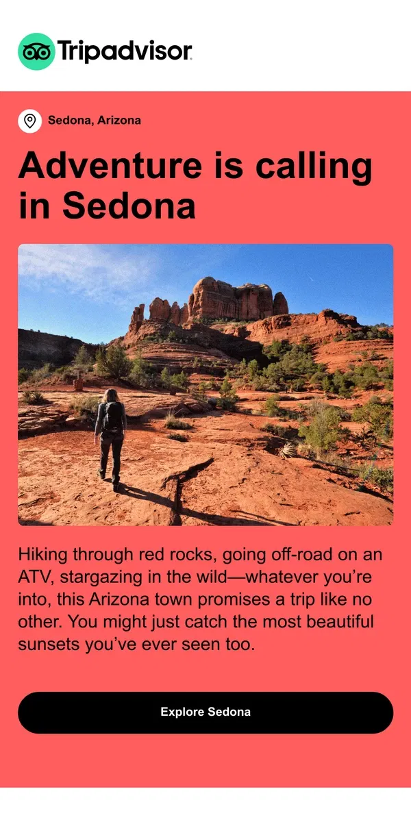 Email from Tripadvisor. Your next getaway: Sedona