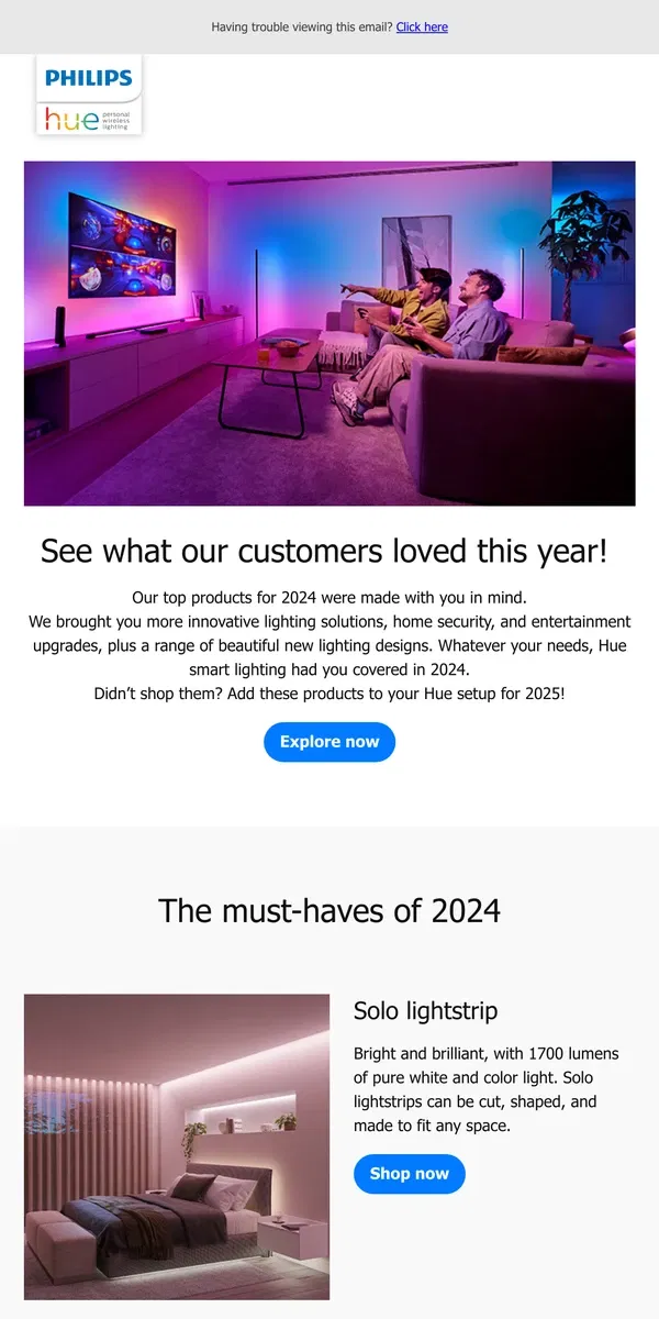 Email from Philips Hue. Our hottest products of 2024💡 