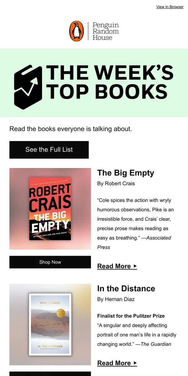 Email from Penguin Random House. This Week’s Most Popular Books Are …