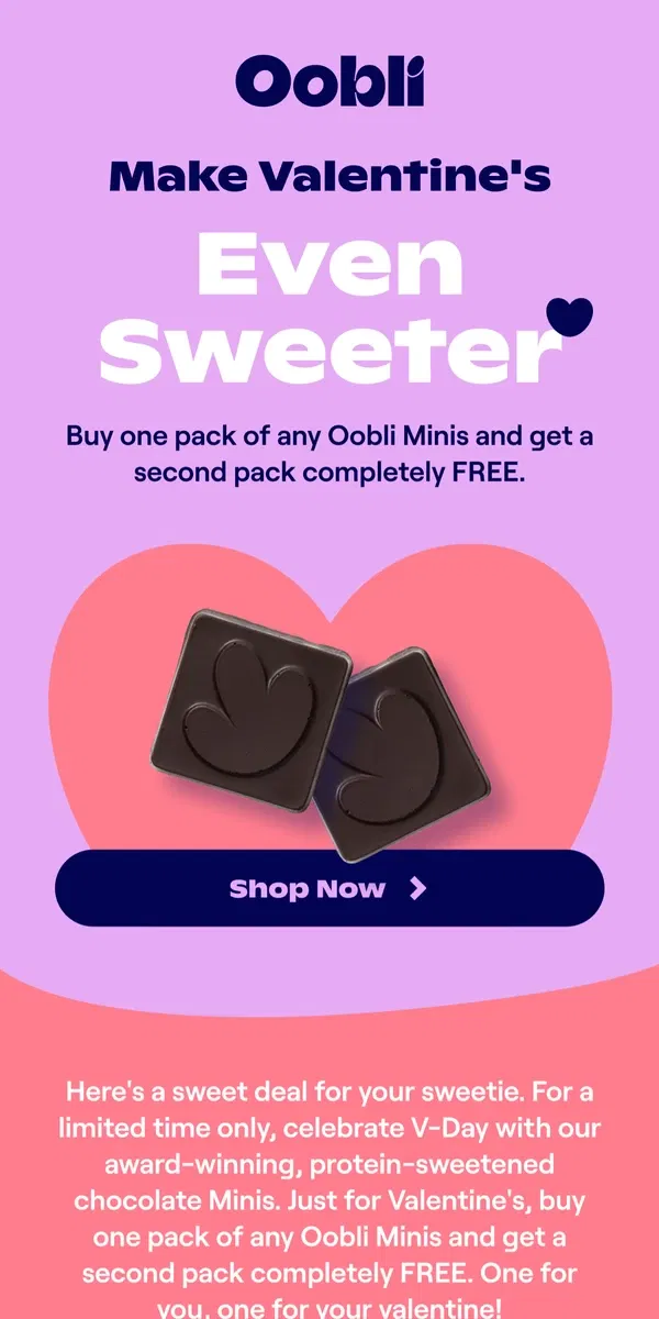 Email from Oobli. Sweeten up your Valentine's Day