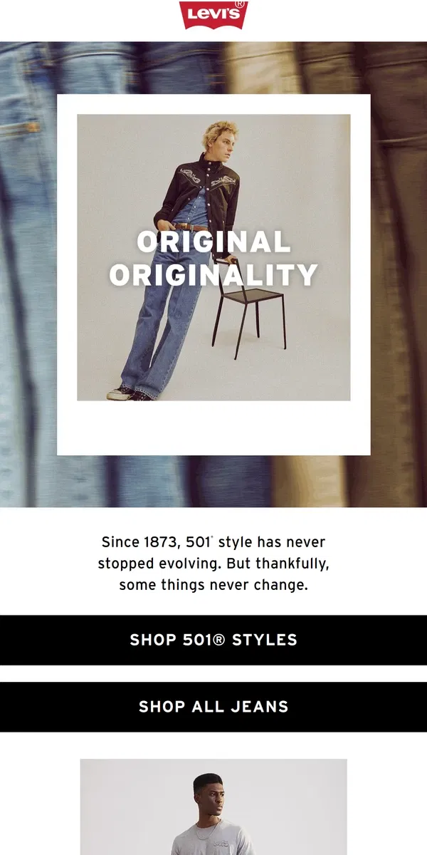 Email from Levi's. New takes on 501® style